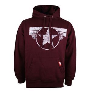 Captain America Mens Logo Hoodie / Burgundy